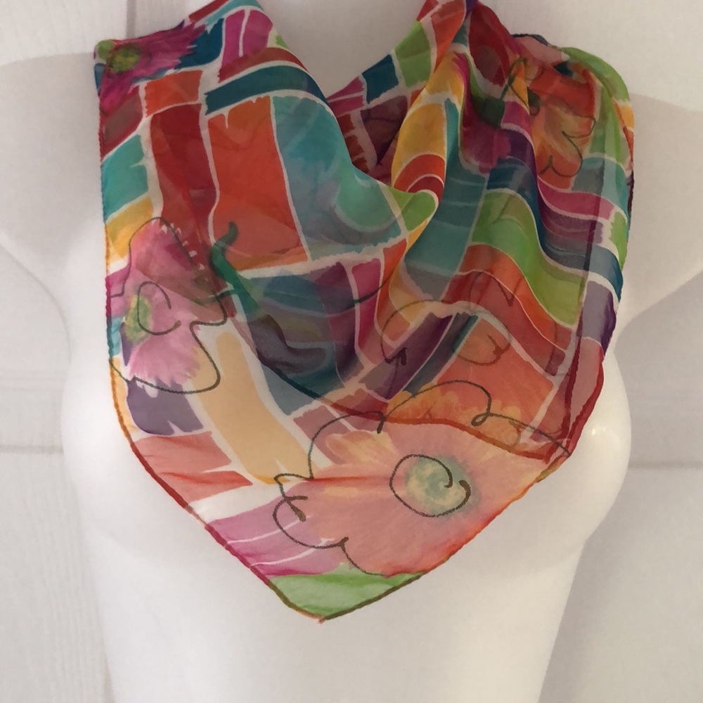 Lovely Floral Square Scarf by Accessories Street